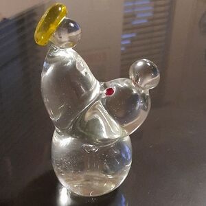 Clear Glass Art Mother And Child Hearts Paperweight Signed Love Muffin '15